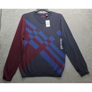 Axist Sweater Mens Large Multi Colorblock Knitted Raglan Sleeve V-Neck Pullover